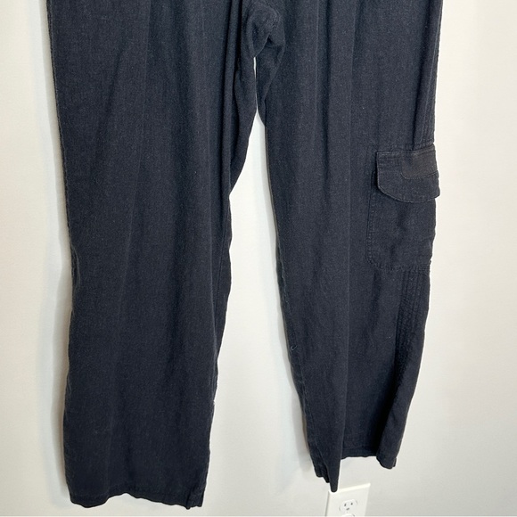 Soft Surroundings Pull On Size Medium Black Linen Rayon Blend Straight Leg Pants - Picture 10 of 10